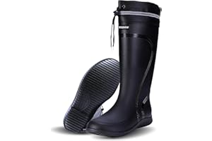 Mens Rain Boots Knee-High Waterproof with PVC Strap Boots Slip Resistant Muck Shoes for Outdoor Work Fishing Gardening Wet En