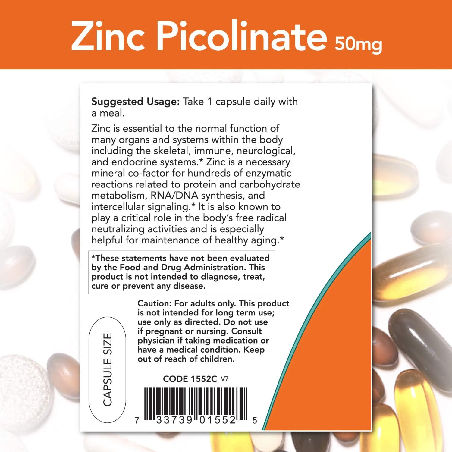 NOW Supplements, Zinc Picolinate 50 mg, Supports Enzyme Functions*, Immune Support*, 120 Veg Capsules: Health & Personal Care