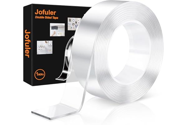 Jofuler Double Sided Tape Heavy Duty, 1.18" x 120" Clear Double Sided Mounting Tape, Removable and No Residue for Indoor and Outdoor Use, Picture Frames and Home Decor, 10 Feet