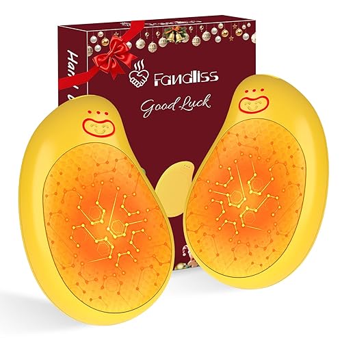 2-Pack Rechargeable Hand Warmers, FANDLISS USB Electric Magnetic Handwarmers with an 8000mAh High-Performance Battery and 3 Temperature Settings,Suitable for Outdoor, Skiing,Camping,Unisex, Yellow