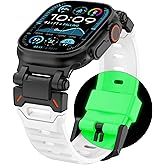 WINGLE FKM Rubber Bands for Apple Watch Band Ultra 3/2/1 Band Ultra 49mm Series 11 10 46mm 45mm 44mm 42mm SE 3/2/1 9 8 7 6 5 4 3 Men, Military Rugged Metal Connector Silicone iWatch Sport Bands, White