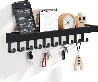 SWTYMIKI Key Holder 10 Hooks Wall Mount Key Rack Mail Organizer