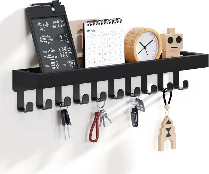 SWTYMIKI Key Holder 10 Hooks Wall Mount Key Rack Mail Organizer
