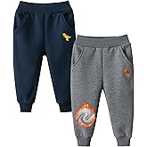 GFQLONG Toddler Boys 2 Pack Polar Fleece Jogger Sweatpants,Baby Winter Warm Pocket Lounging Bottoms