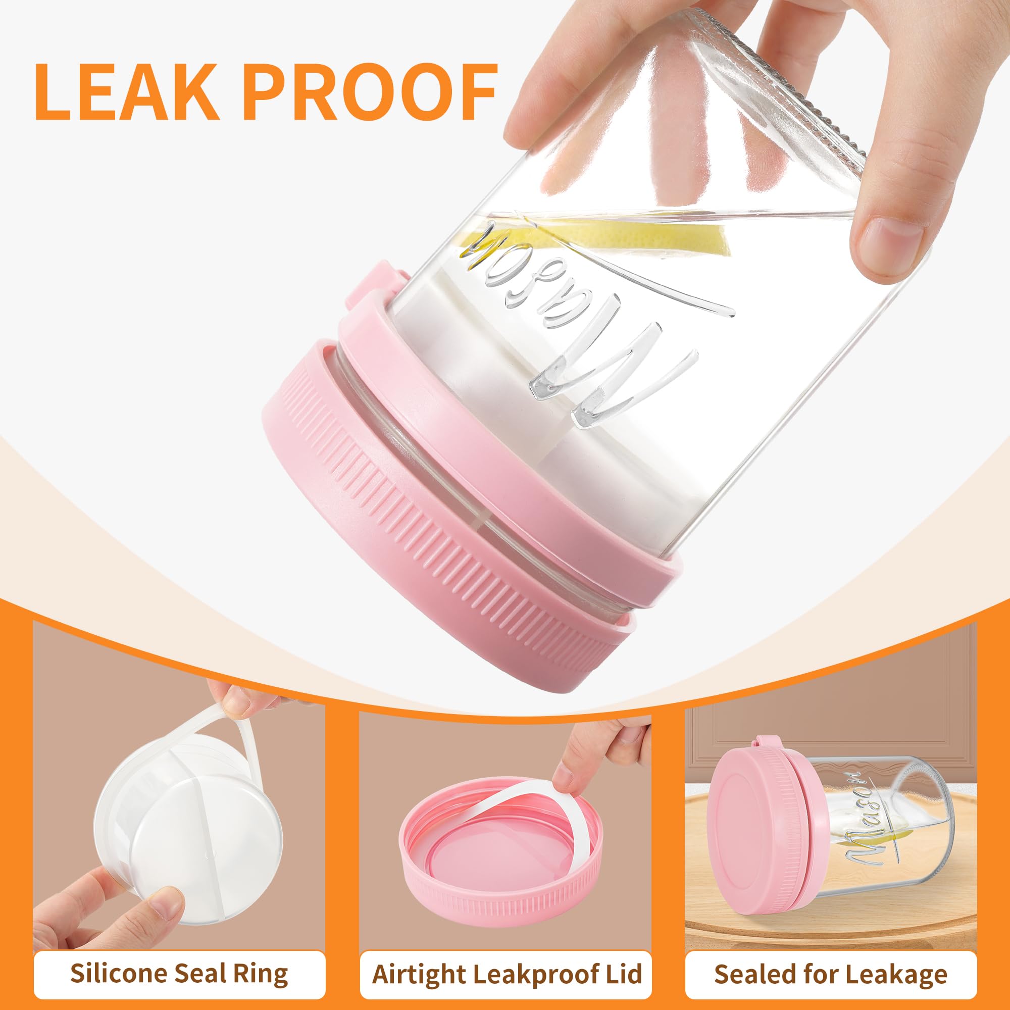 Xyptorix 6 Pack Overnight Oats Containers with Lids and Spoons, 16 oz Mason Jars with Removable Separate Compartments, Airtight and Leak-Proof Glass Jars for Chia Pudding, Yogurt, and Oatmeal