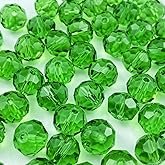 Honkoolly 400pcs Crystal Glass Beads 4mm Faceted Rondelle Glass Spacer Beads with Hole for Bracelets Necklace Earring DIY Jewelry Making Craft(Grass Green)