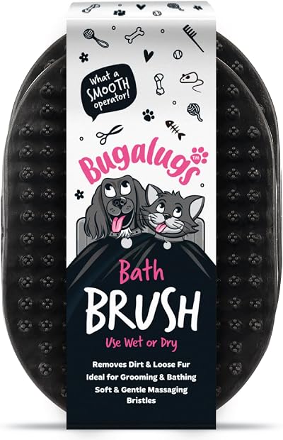 BUGALUGS Bath Brush & Cat Dog Grooming Brush 2 Pack Black