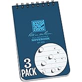 Rite in the Rain Weatherproof Top Spiral Notebook, 3" x 5", Blue Cover, Universal Pattern, 3 Pack (No. 235-3)