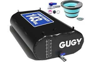 GUGY Portable 143 Gallon Water Bladder for Truck Bed,Carrier Cart Large Water Bob Bathtub Emergency Water Bladder for Outdoor RV & Car Camping Water Storage Bladder with Spigot,Overflow Kit-Black 540L