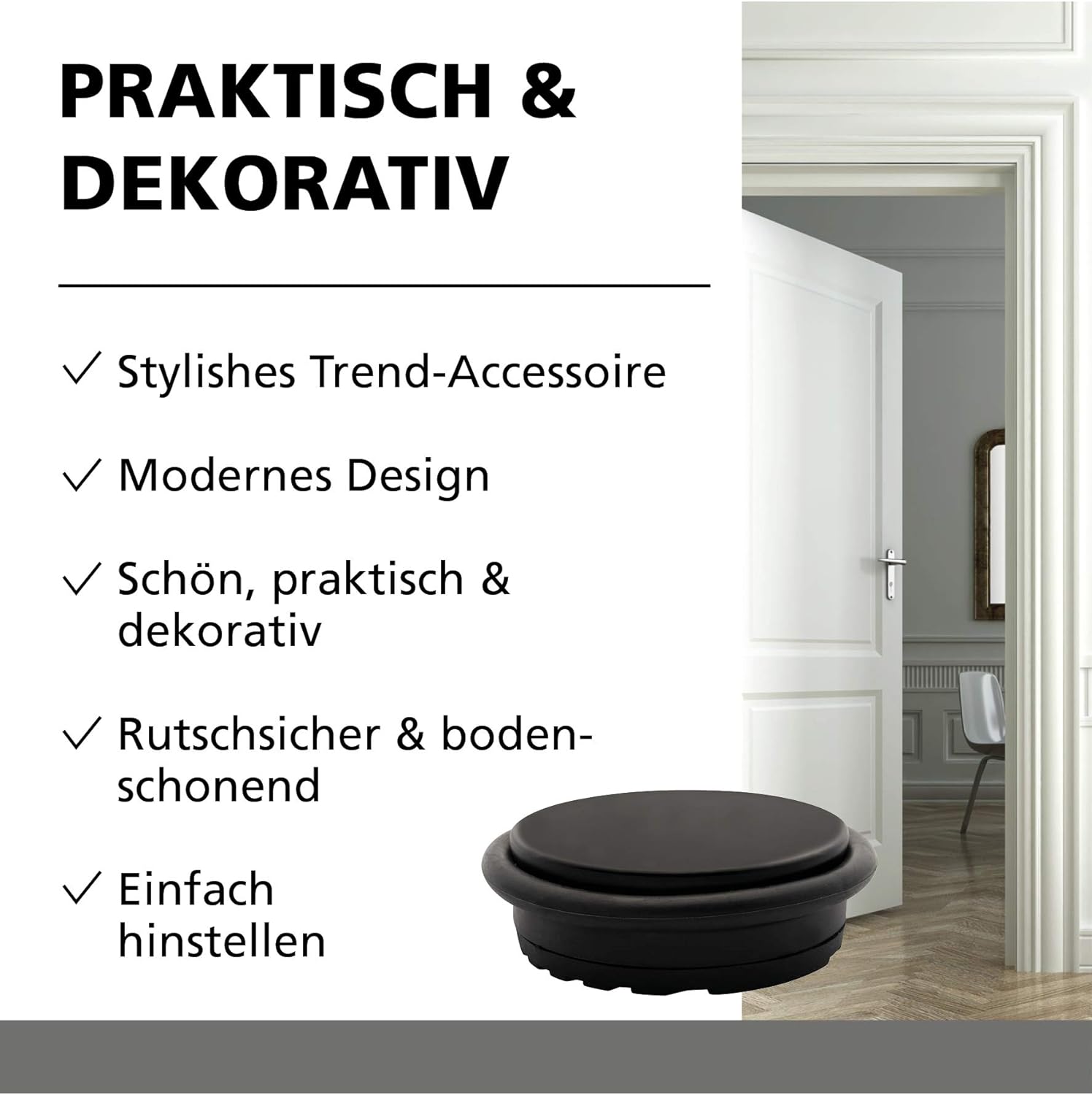 WAGNER Doorstop Big Disk Color Black MAT, diameter 98 x 30 mm, Black mat, Premium Buffer Made of Coated Industry Steel - Image 4