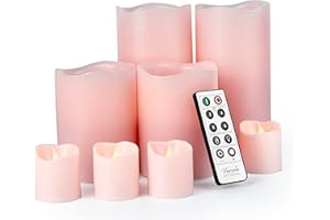 FURORA LIGHTING Pink Real Wax Flameless Candles with Remote and Timer, 4 Pillars and 4 Votives Pack of 8, LED Flickering Candles for Home Décor, Battery Included