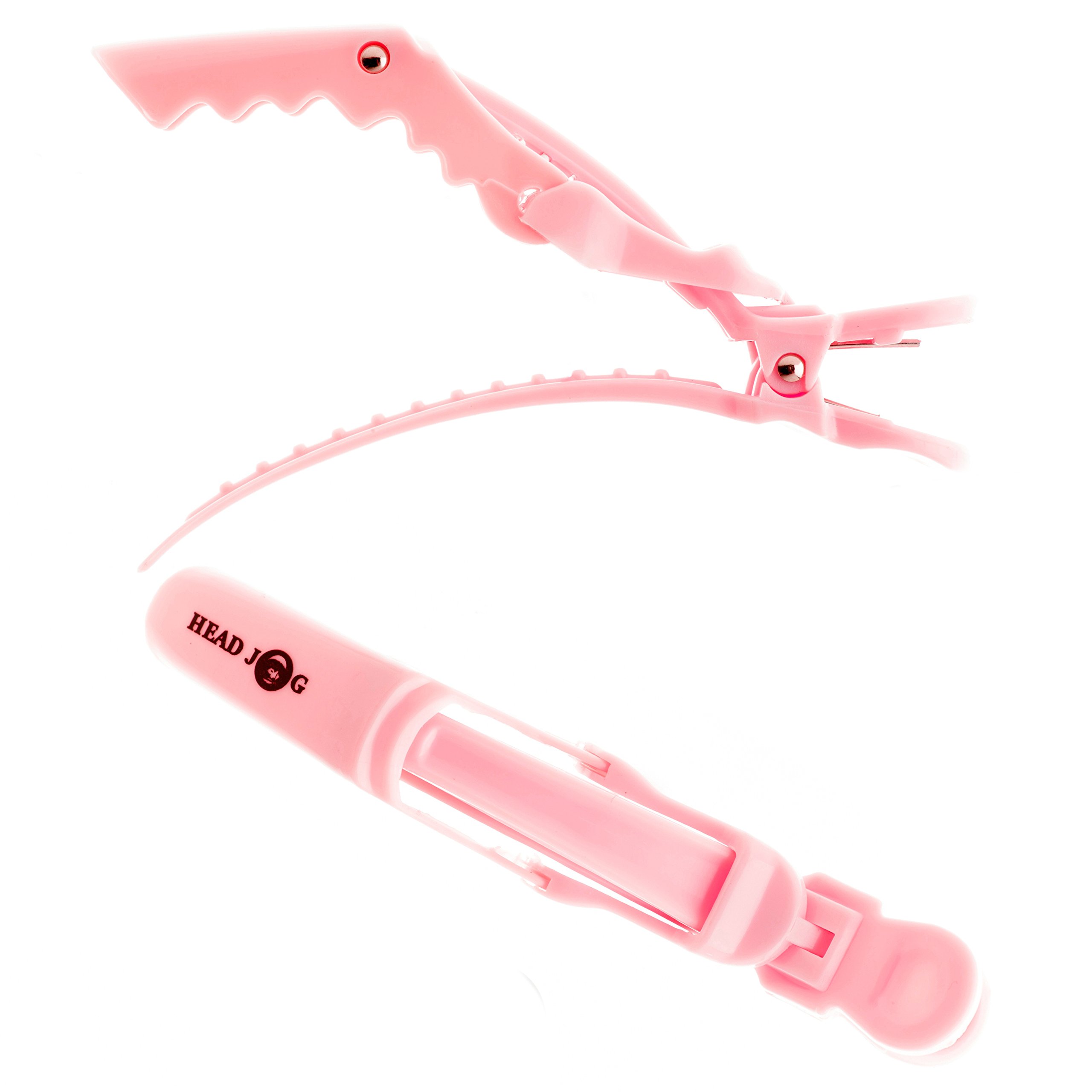 Head Jog Pink 4 Pack Dino Klipz Salon Sectioning Hair Clips. Crocodile Grips Hairdressing Accessories For Styling & Sectioning With Strong Grip Lock Teeth. Suitable For Long & Short Hair (4 Pack)