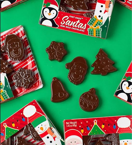 FRUIDLES CHRISTMAS SANTAS MINI MILK CHOCOLATES SNACK, HOLIDAY TREATS, KOSHER CERTIFIED DAIRY, 1.41 OZ (12-PACK)