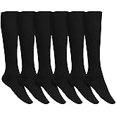 Winterlace Women’s Trouser Socks, Opaque Stretchy Nylon Knee High, Many Colors, 6 or 12 Pairs