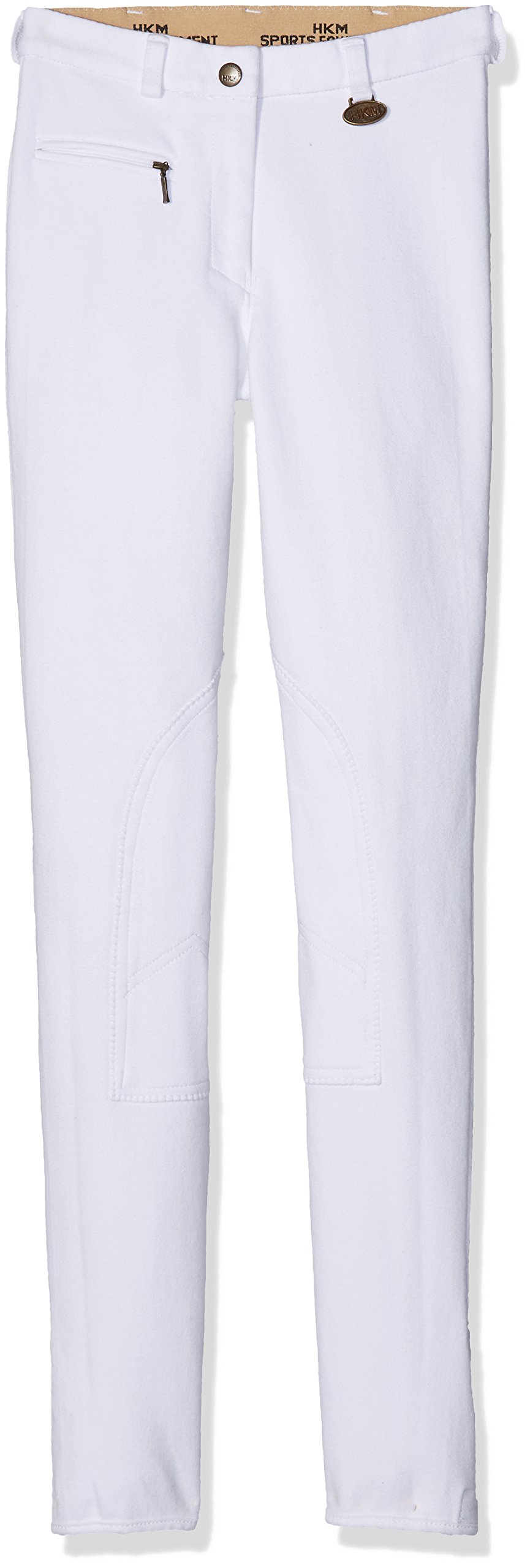 HKM 2003 Basic Jodhpurs for Women and Girls Knee Patches, Unisex_Adult, Trouser, 4000315564590, White, 176 (EU)