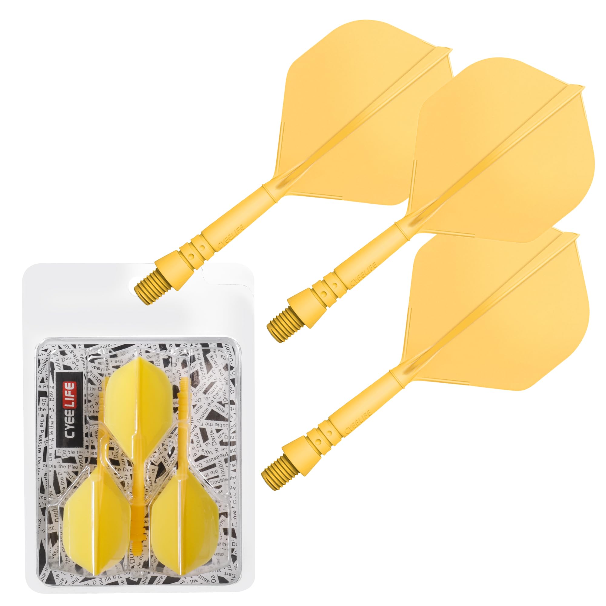 CyeeLife Integrated Dart Shaft and Flights Standard Shape,Dart Accessory Black/Red/Blue/Green/Yellow (Yellow-2BA)
