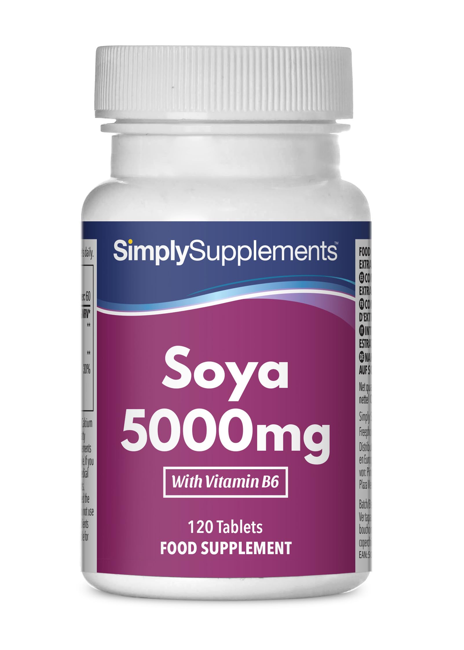 SOYA Isoflavones 5000mg | Supports Hormonal Balance with Vitamin B6 | Potent Daily Formula | Vegan and Vegetarian Friendly | 120 Tablets = 2 Months' Supply | Manufactured in The UK