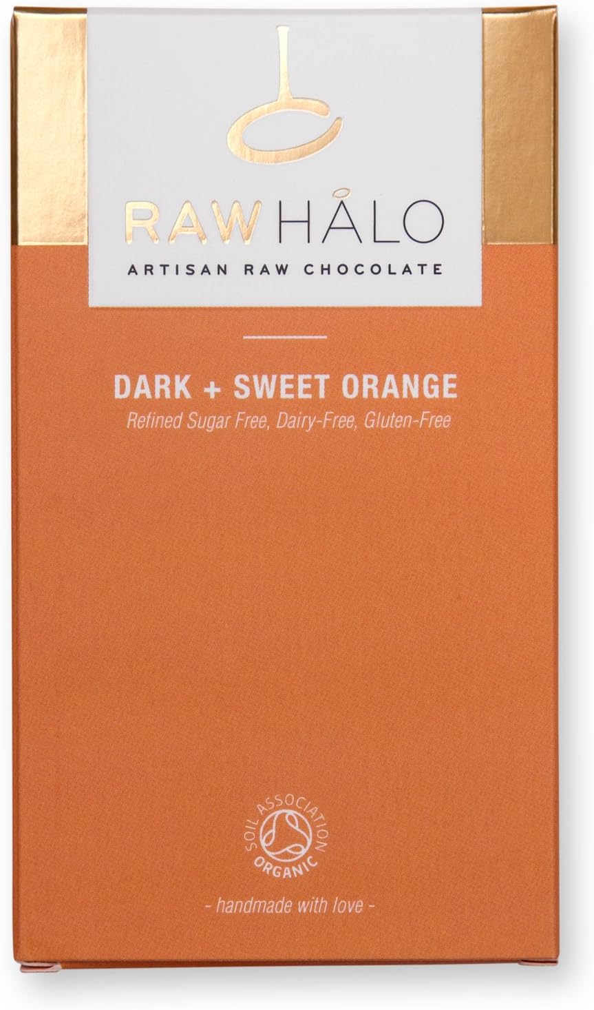 RAW HALO Organic Raw Chocolate Bar Dark + Sweet Orange 35g (PACK OF 20)