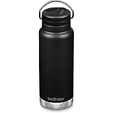 Klean Kanteen TKWide Insulated Bottle – Twist Cap, Steel Straw – Workouts/Sports – Black 32 oz