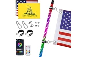 Atfoyer Whip Light 4FT for UTV ATV, Whip Lights APP and Remote Control 366 Modes, Spiral RGB LED Chasing Light Waterproof IP67, Whip Light Antenna for Off-Road Truck Sand Buggy RZR Can-Am Polaris(1pc)