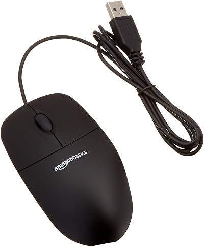 Amazon Basics 3-Button USB Wired Mouse Black 30-Pack 1000 dpi