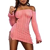 Womens Sexy Off Shoulder Dress Fuzzy Backless Cut Out Bodycon Mini Dress Y2k Date Night Club
