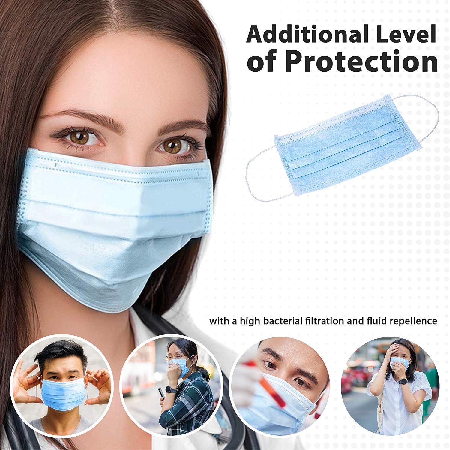 Masks for Germ Protection (50 Pieces) Dust Protection, Disposable Face No Breathing Valve, FDA certific, Thick 3Ply, Gray (67-3PlyMask_50pack): Electronics