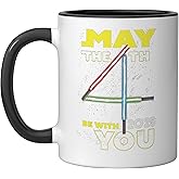 Star Wars May the 4th Be With You 2025 Lightsabers Ceramic Mug, Black/White