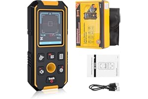 RAINLEOTI 3-in-1 Stud Finder Wall Scanner - Magnetic & Non-Magnetic Metal, Wood, Cable Detection | Positioning Hole, LCD Display, Audio Alarm | Rechargeable Stud Detector for Joists/Pipes/Wires