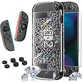 HEYSTOP Switch 2 Case for Nintendo Switch 2 Accessories(2025), Protective Case with Screen Protector, Switch 2 Transparent Cover with Protective Film and Grip Cover,AntiScratch and Shock Absorption