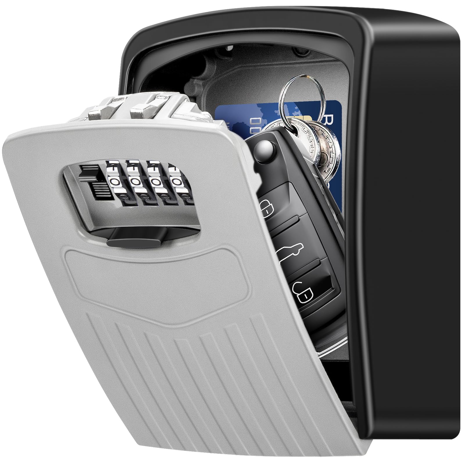 BTNEEU Key Box Lock, Extra Large Combination Key Box, Outdoor Key Safe Wall Mounted, Portable Key Storage Box with 4 Digit Combination Strong Lock for Indoor Outdoor Home Office Garage School Gym