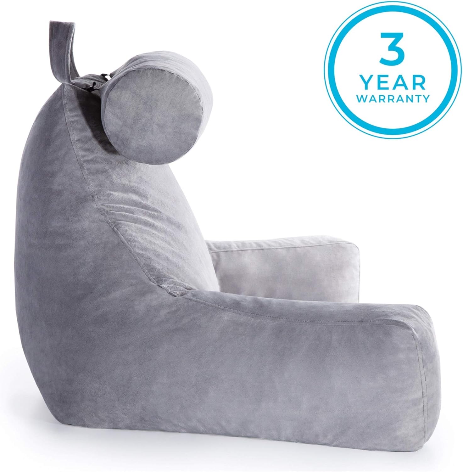 Linenspa Shredded Foam Reading Pillow with Neck Support - Extra Large Design for Adults - Perfect for Back Support While Relaxing, Gaming, Reading, or Watching TV - Soft Velour Cover: Home & Kitchen