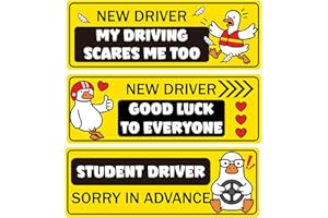 3pcs New Driver Car Magnet, 25x9cm/9.84x3.54in Adorable Cartoon Goose Reflective Newbie Magnetic Sticker Funny Student Driver