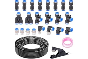 XaXmTee 1/4" DOT Air Line with 24 Pcs Quick Connect Air Fittings Kit 50FT 1/4 DOT Air Lines with Push Lock Air Line Fittings Pneumatic Push to Connect Air Hose Fittings