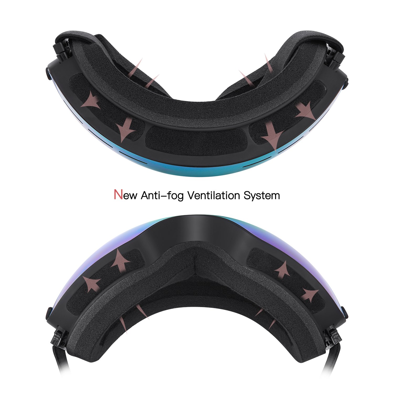 HAMSWAN Otg Ski Goggles, Snowboard Goggles Anti-fog UV400 Protection Detachable Double Lens Snow Goggles for Men, Women & Youth