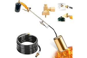 SCHTUMPA Propane Torch Weed Burner, 340,000 BTU Weed Torch with Igniter, Flame Control, 10 FT Hose(CSA certified) with Brass Adapter of 1lb Propane Tank, Flamethrower for Garden Wood Ice Snow Road