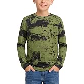 Haloumoning Boys Long Sleeve Shirts Fashion 3D Print Crewneck Tops 5-14Y | Hipster Hip-Hop Style, Vibrant Abstract Print, Soft and Breathable Fabric, Fall Clothes