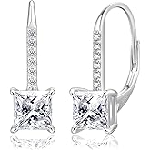 KRKC Moissanite Earrings, 1.0ct-2.0ct D Color Lab Created Diamond Earring, 14k White Gold Plated Sterling Silver Dangle Earrings S925 Leverback Drop Earring for Women Hypoallergenic Jewelry for Gifts