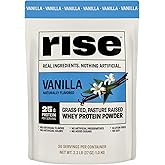 Rise Grass-Fed Whey Protein Powder - Vanilla | 25g Protein No Artificial Flavors, Colors, or Preservatives - Sugar Free, Gluten-Free, Soy Free (2.3 lbs)