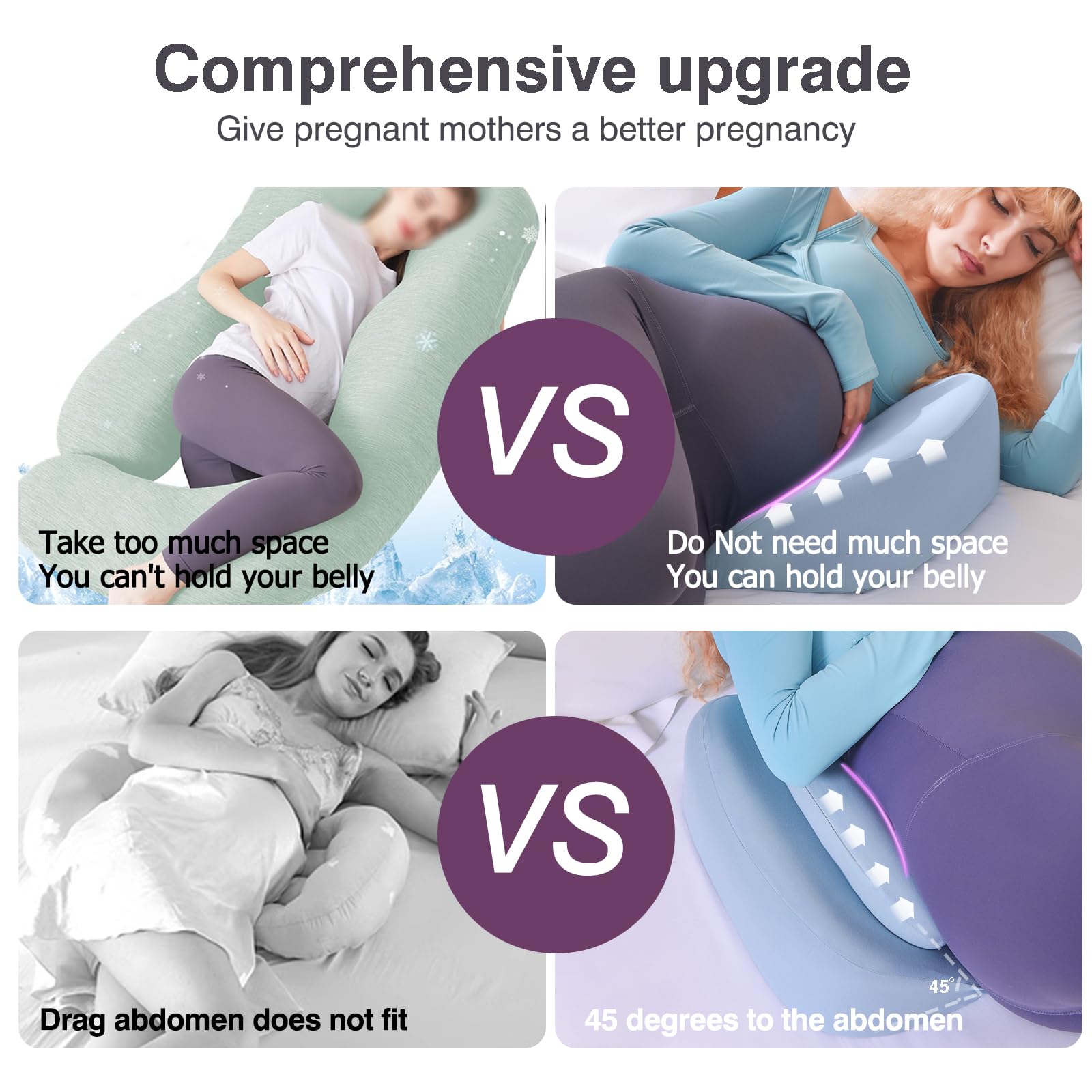 Memory Foam Pregnancy Wedge Pillows for Sleeping, Upgraded Maternity Pillow for Side Sleeper, Pregnancy Body Pillow for Pregnant Women Support for Back, Belly, HIPS, Detachable Pillow Cover (Blue)