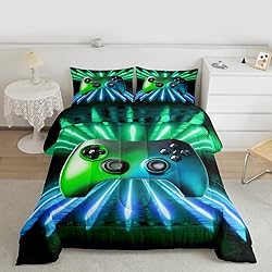 Erosebridal Green Blue Gamepad Comforter Set, Game