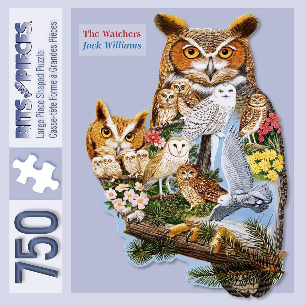 Bits And Pieces 750 Piece Shaped Puzzle The Watchers Owl By Artist Jack Williams 750 Pc Jigsaw