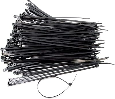Nartel 100 Pack Black Cable Ties 200mm 2.5mm 8 inch Nylon Zip Ties