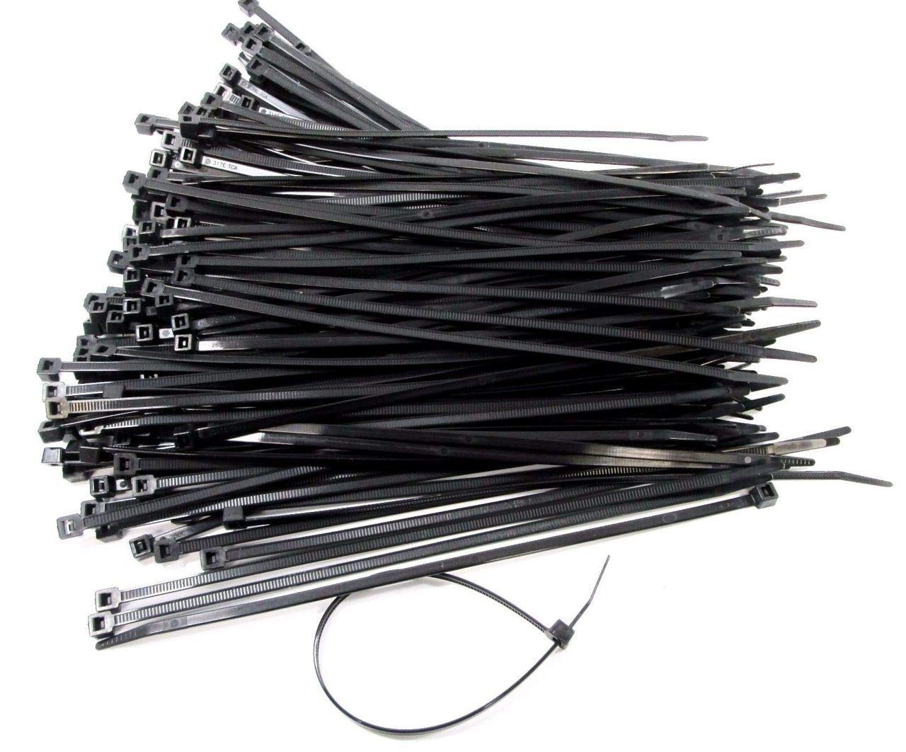 Nartel® 100 Pack of Black Cable Ties, 200mm x 2.5mm, 8" Premium Tie Wraps, Nylon Zip Ties
