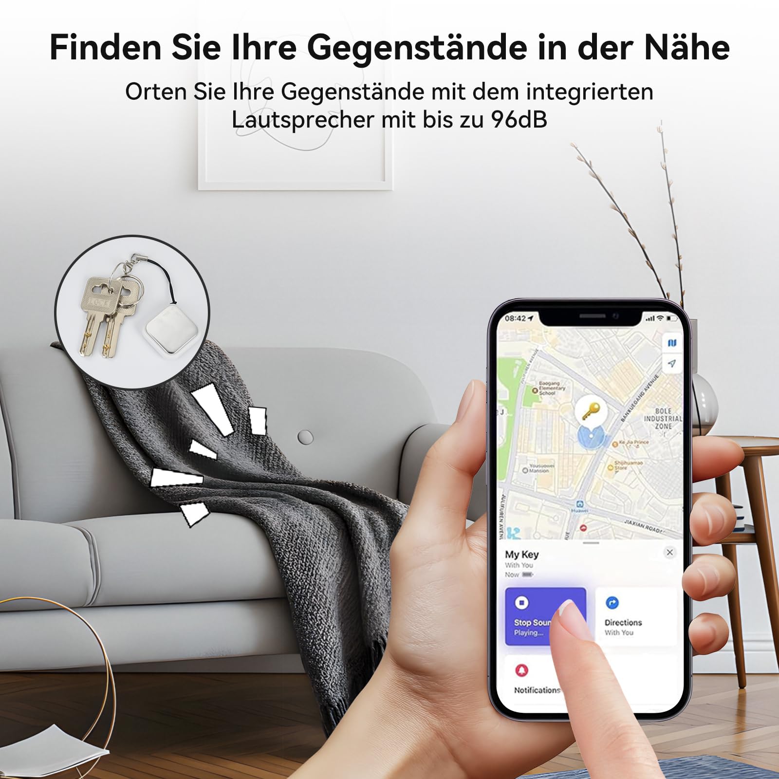 ELUTENG 2 Pack Air Tag Schlüsselfinder für Apple Wo ist APP (Nur iOS), Smart Air Tracker Tag mit Austauschbarer Akku Bluetooth Tracker für Gepäck Taschen Koffer Brieftasche (Weiß) 3