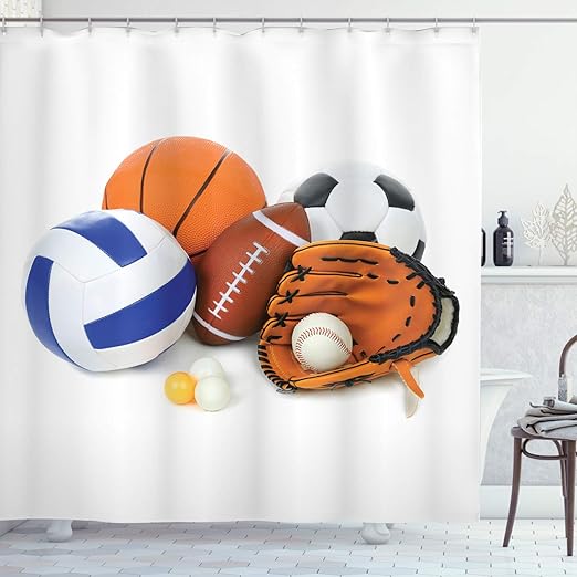 Amazon Com Ambesonne Sports Shower Curtain Many Different Sports