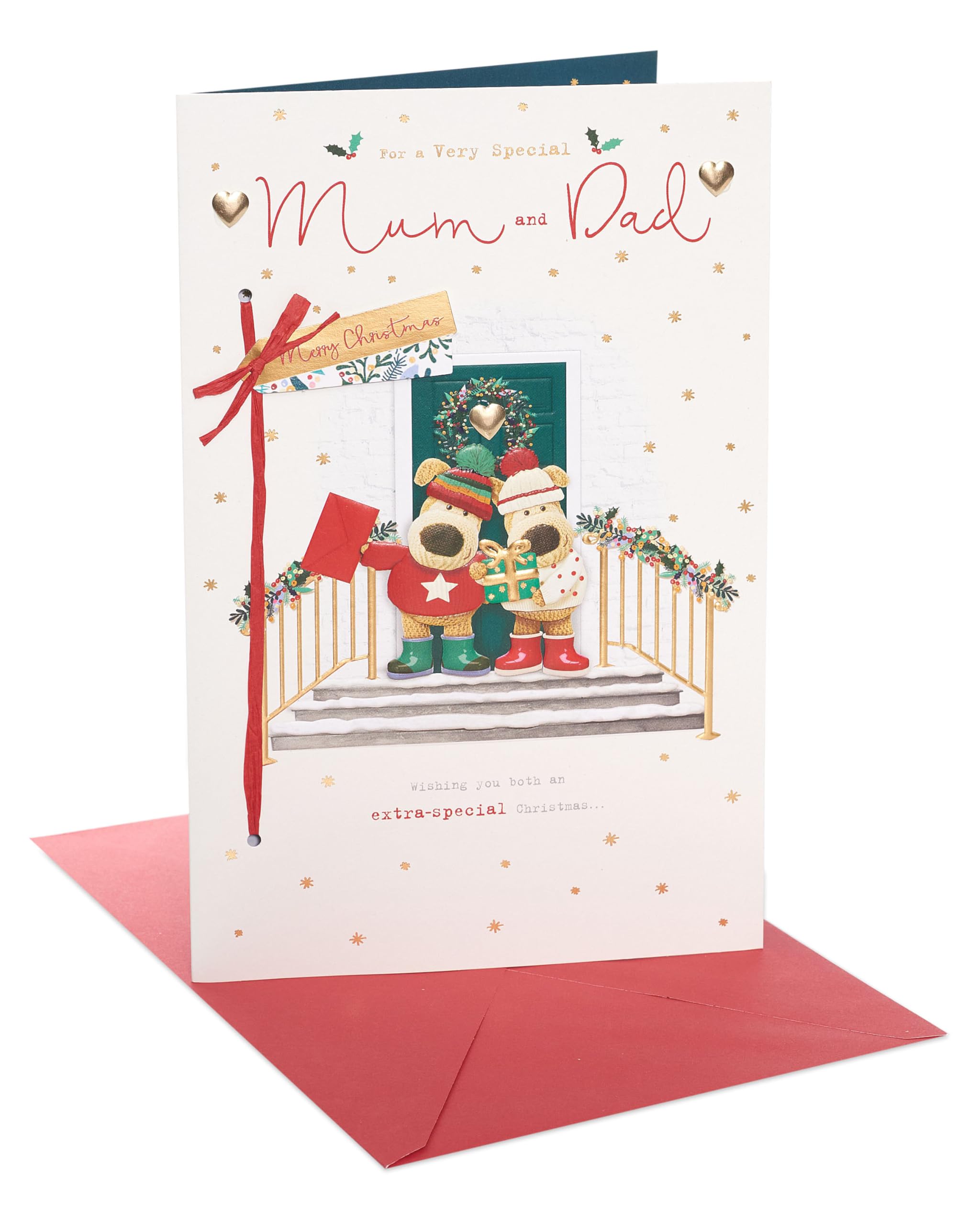 Boofle Embellished Extra-Special Mum & Dad Cute Christmas Greeting Card