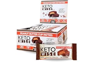 Keto Wise Fat Bombs - Made with Chocolate containing MCT Oil - Low Fat, Low Carb and Keto Friendly Snack - 10g Fat, 1g Net Carbs | Peanut Butter Cup Patties, 16 Count (Pack of 1)