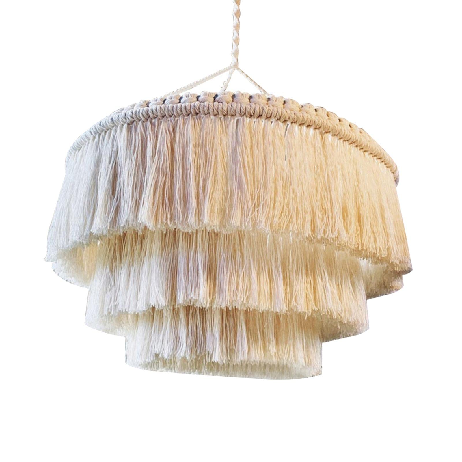 LOVIVER Macrame Lamp Shade Hanging Light Cover Handwoven Bohemian Tapestry Chic Tassel Pendant Light Shade Lampshade for Apartment Dorm Room Decor, 30cmx40cm