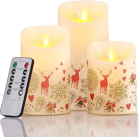 Amazon Com Candles Battery Operated 7 Festival Sleeves Flickering Flameless Candles Timer Remote Control Halloween Thanksgiving Christmas Valentines Easter St Patrick Day 4th July Decorations Home Improvement